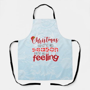 Christmas Feeling Quote with Reindeer & Santa Hat Apron