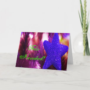 Christmas Feliz Navidad Blue Star Holiday Card
