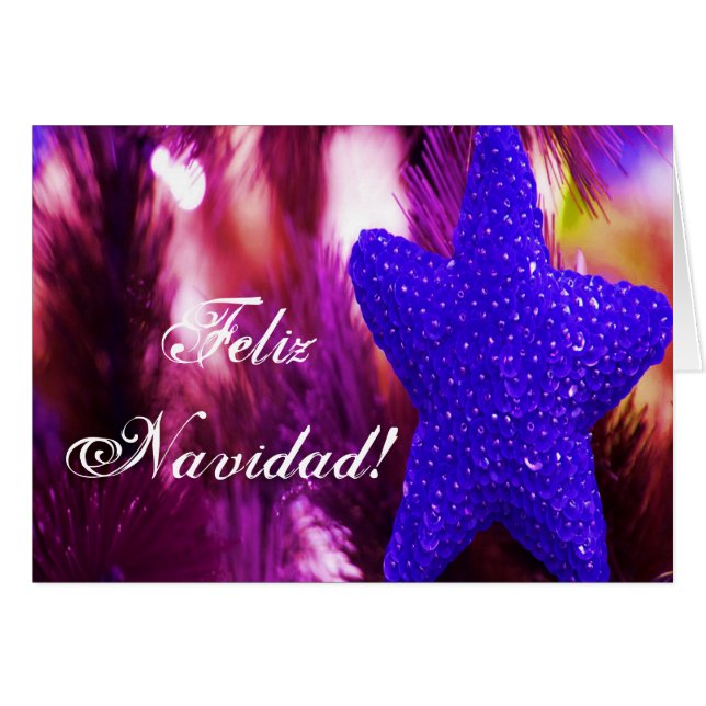 Christmas Feliz Navidad Blue Star III (Front Horizontal)