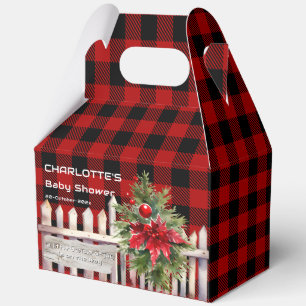 Christmas Fence Buffalo Plaid Baby Shower Favour Box