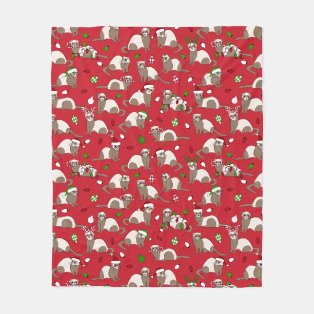 Christmas Ferret Fleece Blanket (Front)