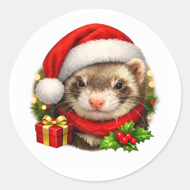 Christmas Ferret Sticker (Front)