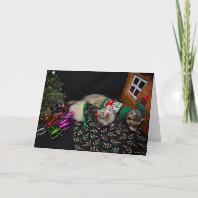 Christmas Ferrets Greeting Card (Front)