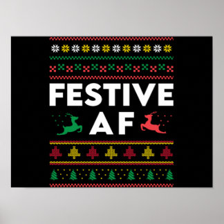 Christmas Festive AF Xmas Funny Holiday Reindeers Poster
