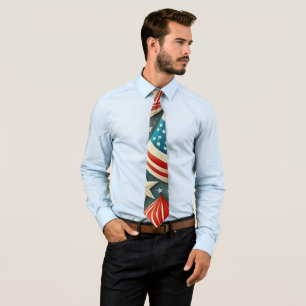 Christmas Festive American Patriotic Tie