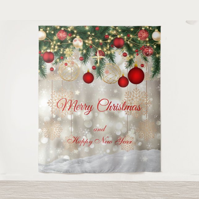 Christmas Festive Backdrop  Tapestry (Front)