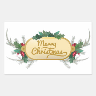 Christmas festive banner rectangular sticker
