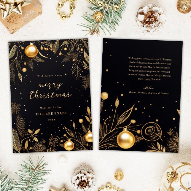 Christmas Festive Black Unique Modern Elegant Holiday Card (Christmas Festive Black Unique Modern Elegant Holiday Card)