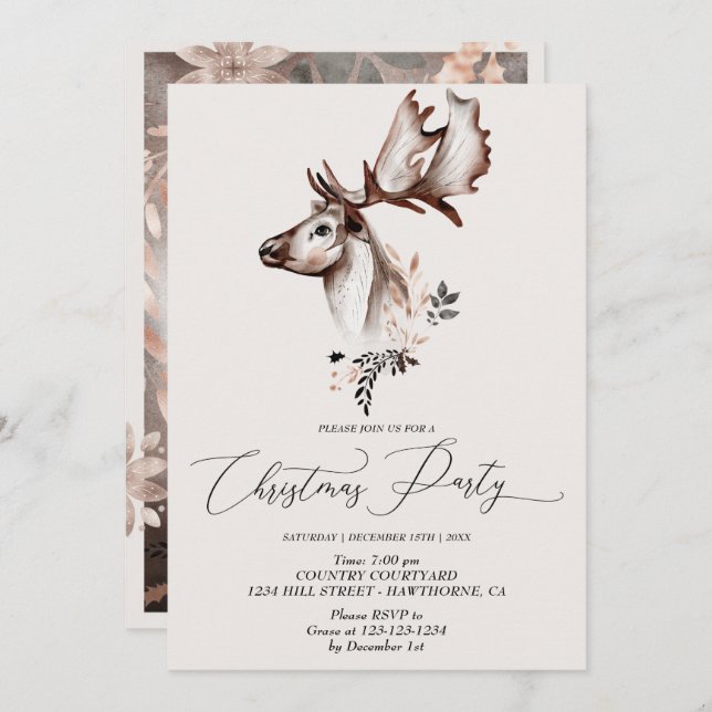 Christmas Festive Cards Winter Animal  (Front/Back)