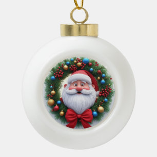 Christmas Festive Cartoon Santa Claus Ceramic Ball Christmas Ornament