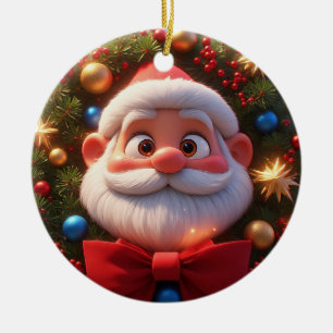 Christmas Festive Cartoon Santa Claus Ceramic Tree Decoration