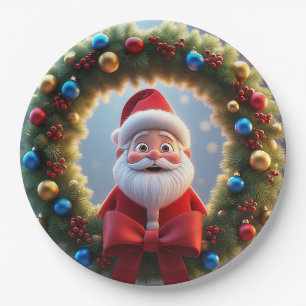 Christmas Festive Cartoon Santa Claus Paper Plate