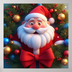 Christmas Festive Cartoon Santa Claus Poster