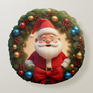 Christmas Festive Cartoon Santa Claus Round Cushion