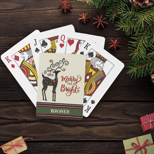 Christmas Festive Custom Name Reindeer Inspirivity Playing Cards (Creator Uploaded)