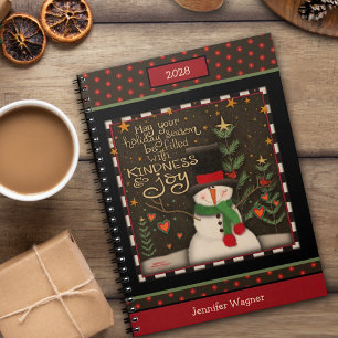 Christmas Festive Cute Snowman Name Holiday Notebook