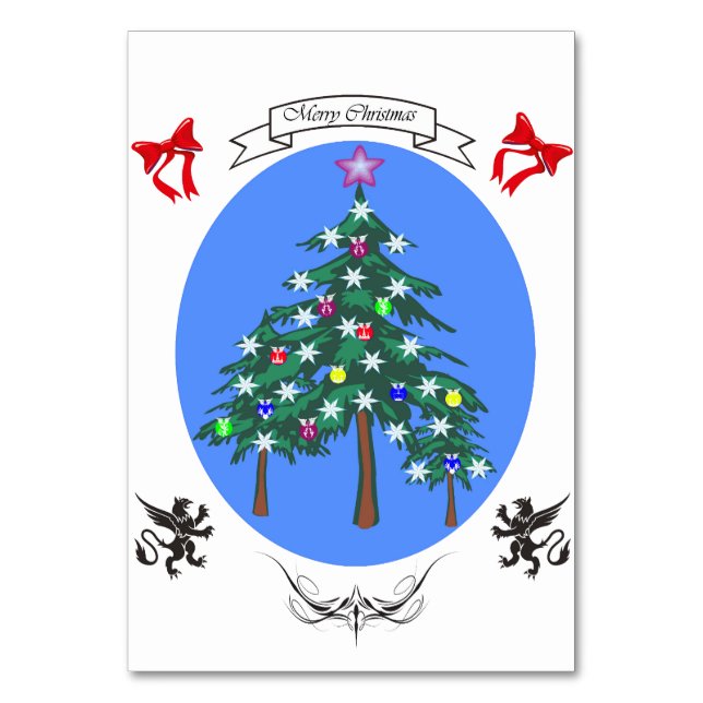 Christmas festive fir tree table number (Front)