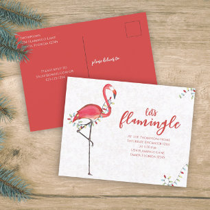 Christmas Festive Flamingo Holiday Lights Budget Postcard
