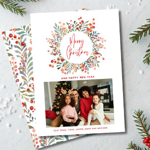 Christmas Festive Floral Modern Family Photo
