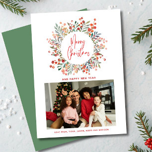 Christmas Festive Floral Modern Family Photo