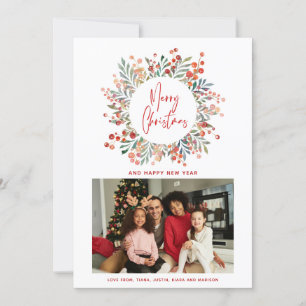 Christmas Festive Floral Modern Family Photo