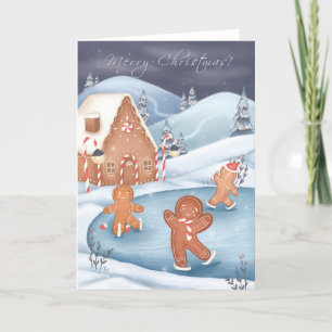Christmas Festive Gingerbread Men Skating Card