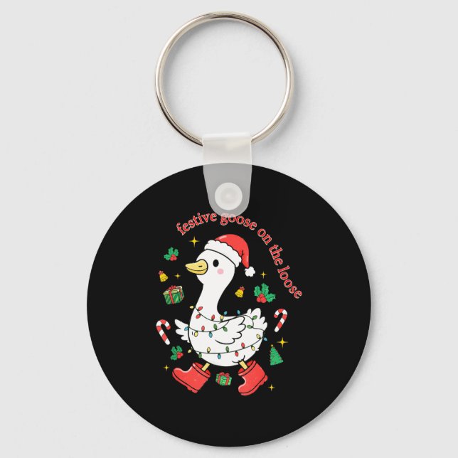 Christmas Festive Goose On The Loose Silly Goose X Key Ring (Front)