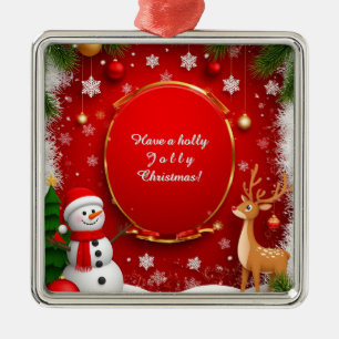 Christmas Festive Holiday Scene Metal Tree Decoration