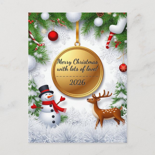 Christmas Festive Holiday Scene Postcard (Front)