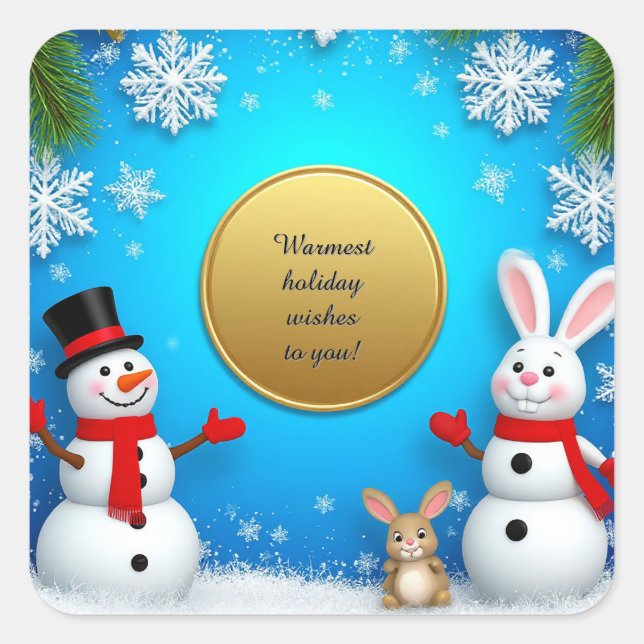 Christmas Festive Holiday Scene Square Sticker (Front)