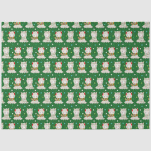 Christmas Festive Llamas on Green Tissue Paper