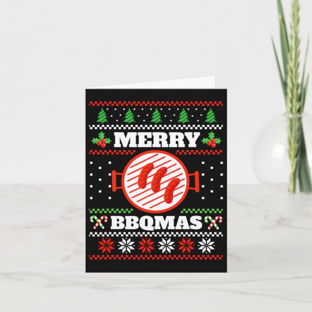 Christmas Festive Pattern Advent Byrbecue Grill  Card (Front)