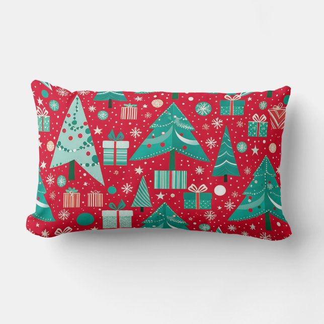 Christmas festive pattern lumbar cushion (Front)