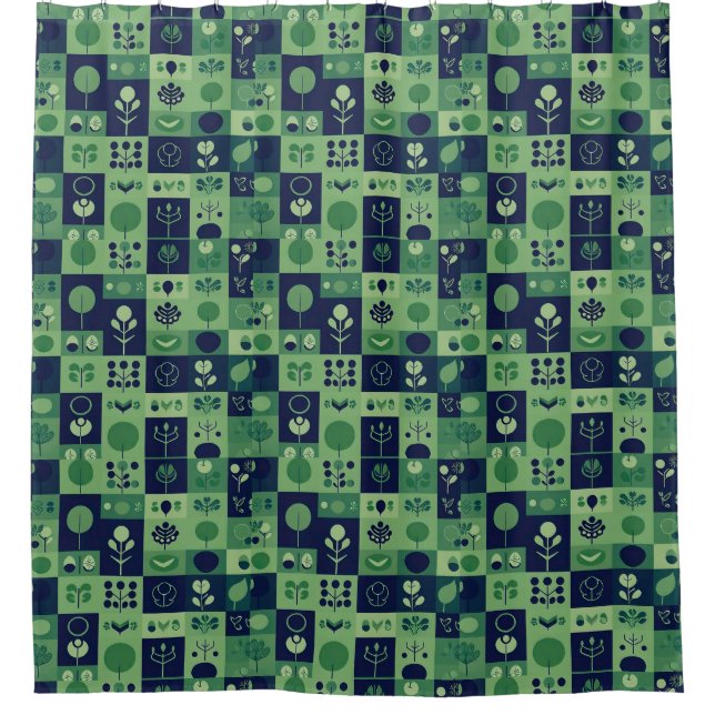 Christmas festive pattern shower curtain (Front)