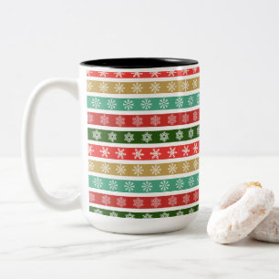 Christmas Festive patterns and colors Two-Tone Coffee Mug
