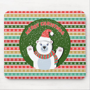 Christmas Festive patterns with Teddy Bear Mouse Pad