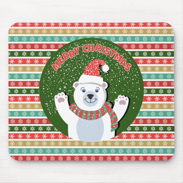 Christmas Festive patterns with Teddy Bear Mouse Pad (Front)