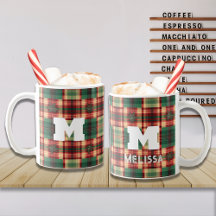 Christmas Festive Plaid Custom Monogram 