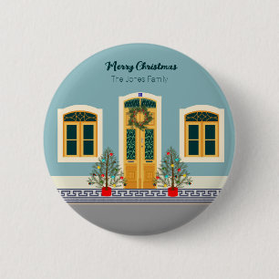 Christmas festive Portuguese House 6 Cm Round Badge