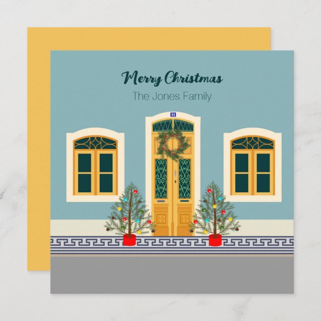 Christmas festive Portuguese House card (Front/Back)