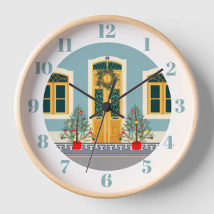 Christmas festive Portuguese House Clock