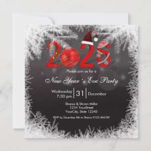 Christmas Festive Red 2026 New Year's Eve Party Invitation