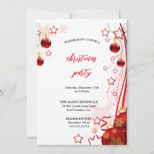  christmas festive red and white winter  invitation