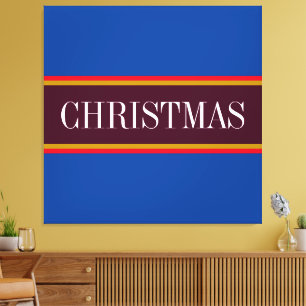 CHRISTMAS Festive Royal Blue Purple Red Stripes Canvas Print