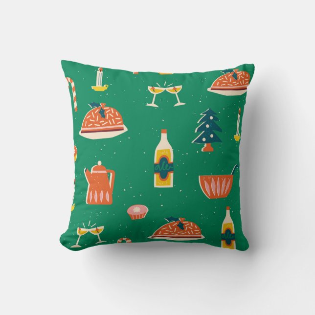 Christmas festive table, vintage pattern. cushion (Front)