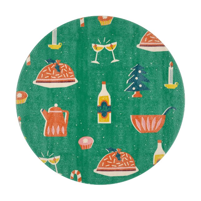 Christmas festive table, vintage pattern. cutting board (Front)