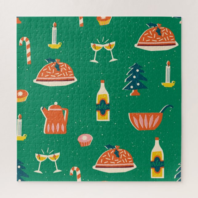 Christmas festive table, vintage pattern. jigsaw puzzle (Vertical)