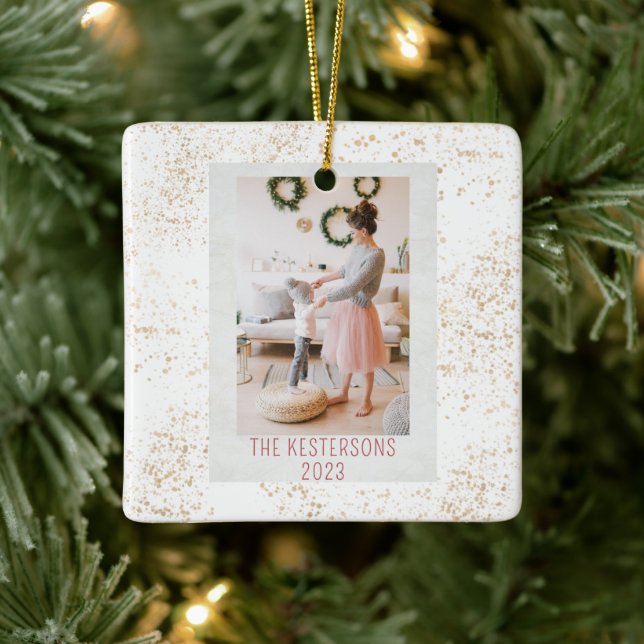 Christmas Festive Tiger Photo  Ceramic Ornament (Tree)