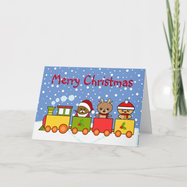 Christmas Festive Train Holiday Card (Front)