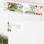 Christmas Festive Watercolor Flora Return Address Wrap Around Label<br><div class="desc">_____________________________ ***this design is part of a christmas holiday collection*** Step into a world of timeless holiday charm with my "Festive Flora: Christmas Splendour Poinsettia Delight" collection. 🌸🎄 Embrace the magic of the season with a captivating blend of florals, lush green pine leaves, dainty red berries, and the enchanting hues...</div>